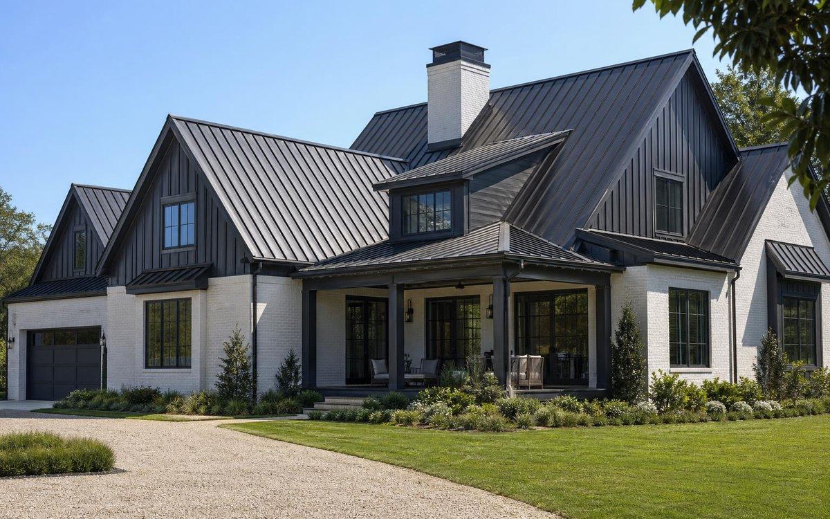 Modern home with a standing-seam metal roof